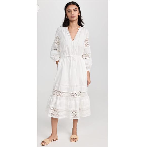 Velvet by Graham & Spencer White Cotton Eyelet Midi Dress Women’s Small NWT - Picture 2 of 8